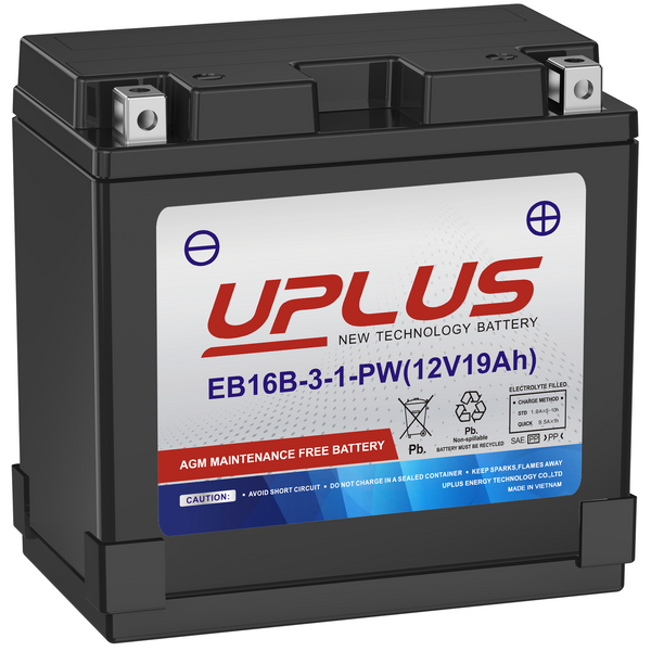 UPLUS EB16B-3-1/YB16CL-B Maintenance Free Batteries for Jet Ski Personal Watercraft UTV ATV【12V 19AH】