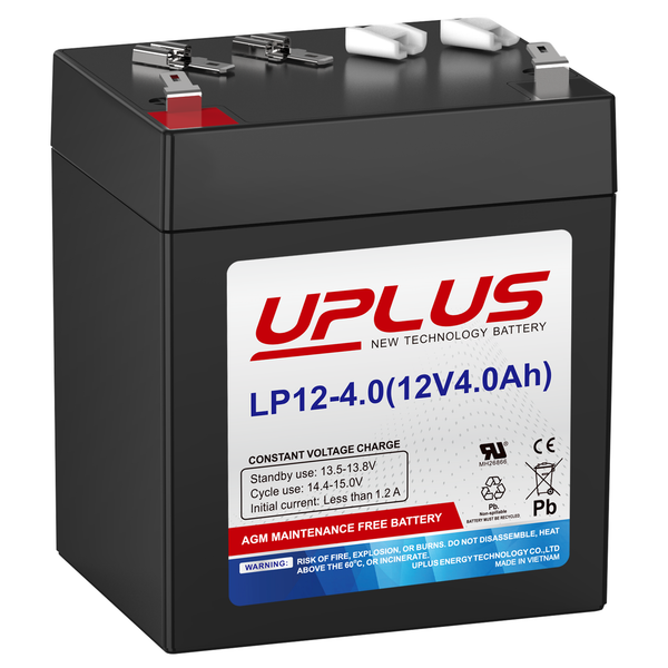 UPLUS 12 Volt 4AH Rechargeable AGM Battery, LP12-4 SLA Alarm Battery Replacement Batteries for Security Control Panel, Garage Door Opener, Ion Block Rockers, UPS Systems, Ride On Truck etc.