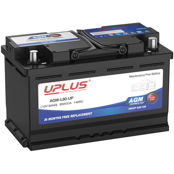 UPLUS H7 L4 BCI Group 94R Car/Automotive Premium AGM Maintenance Free Battery, 850CCA, 140RC [12V 80Ah]