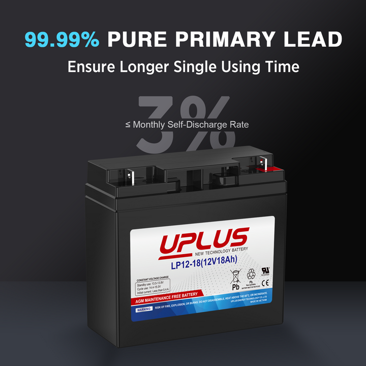 UPLUS 12V 18Ah Rechargeable AGM Battery LP12-18