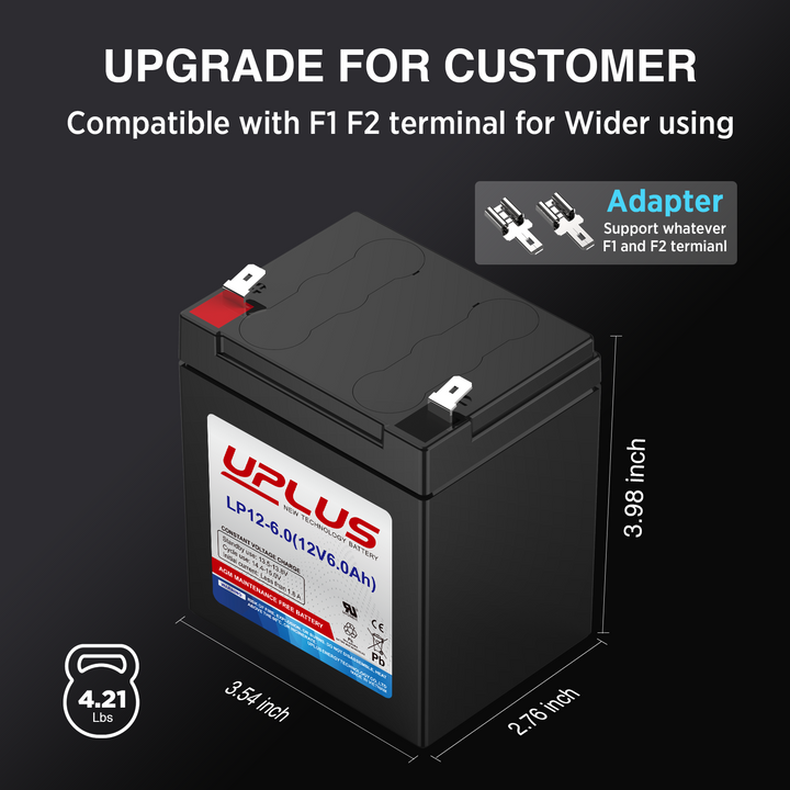 UPLUS 12V 6Ah Rechargeable AGM Battery 1-6