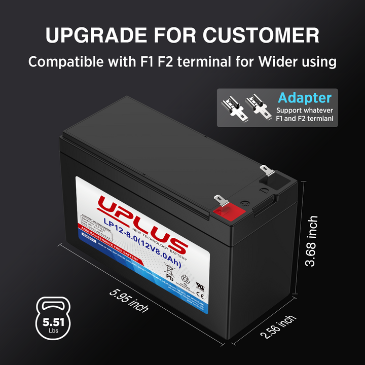 UPLUS 12V 8Ah Rechargeable AGM Battery 1-6