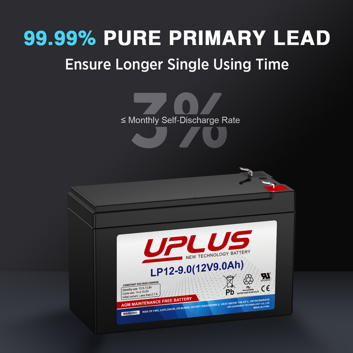 UPLUS 12V 9Ah Rechargeable AGM Battery
