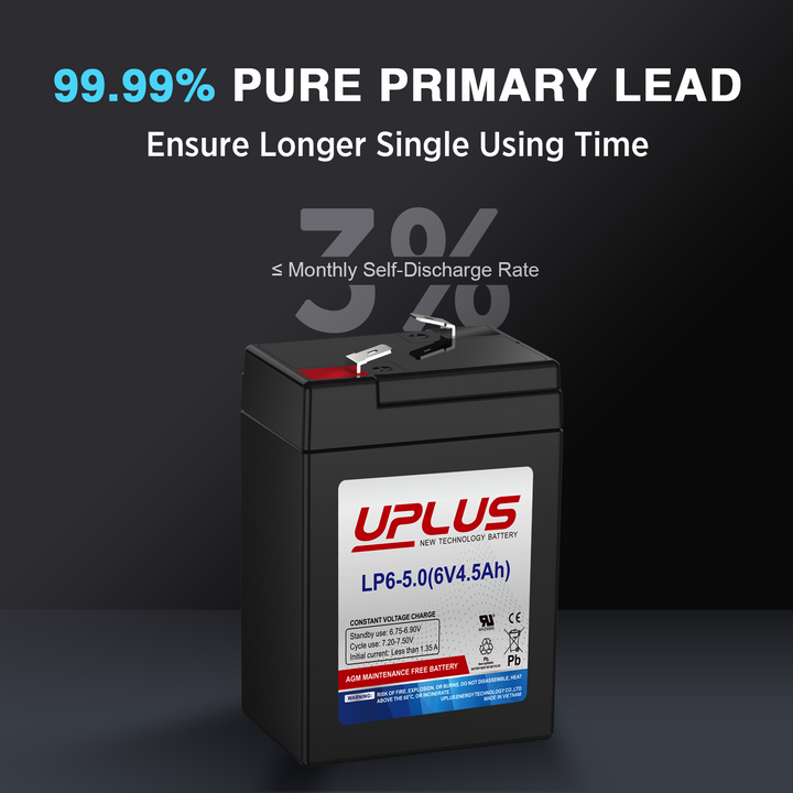 UPLUS 6V 4.5Ah Rechargeable AGM Battery  1-1 
