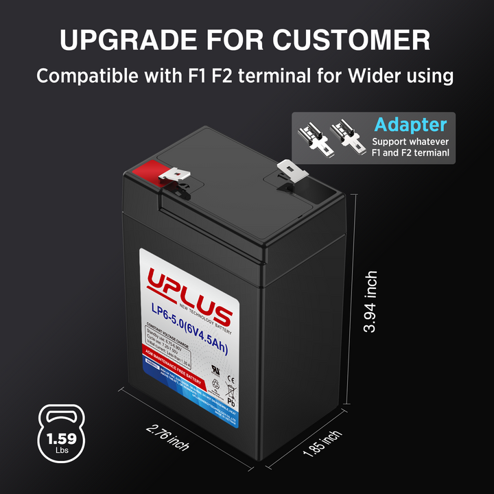 UPLUS 6V 4.5Ah Rechargeable AGM Battery 1-5