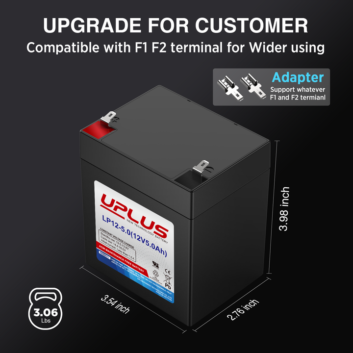 UPLUS 6V 5Ah Rechargeable AGM Battery 1-5