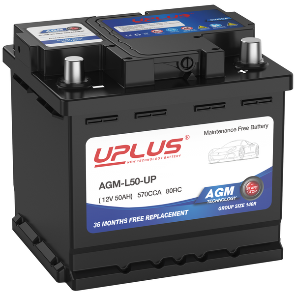 UPLUS H4 BCI Group 140R Premium Automotive Battery, 570CCA, 120RC [12V 50Ah]