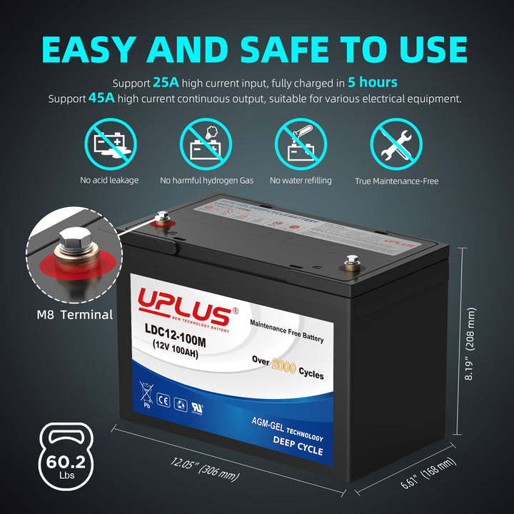 Uplus 12v 100ah deep cycle battery 1-1