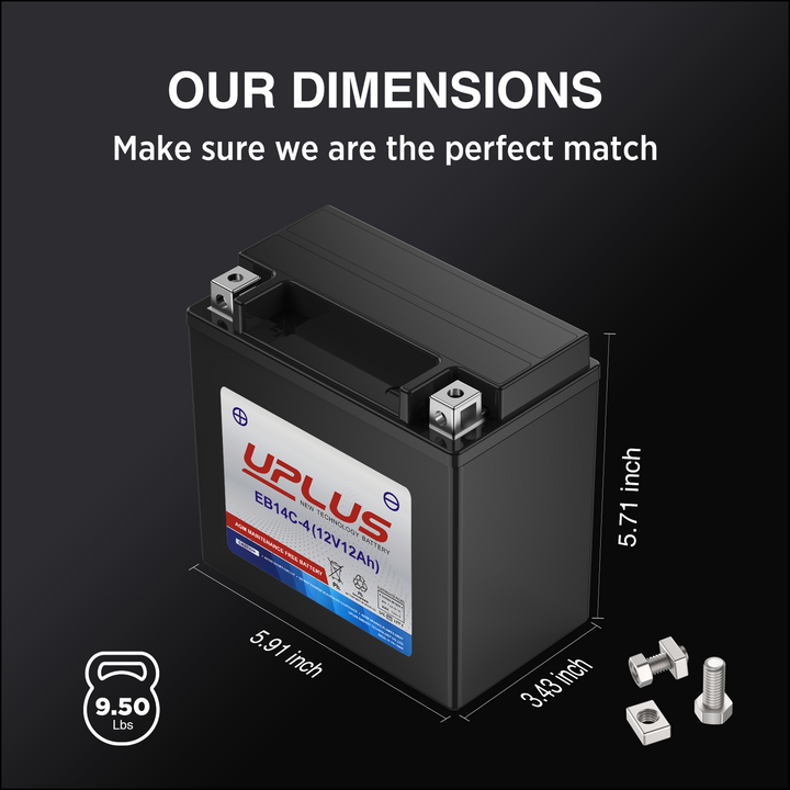 Uplus YTX14-BS powersport battery 1-7