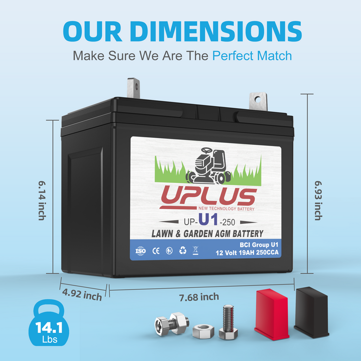 uplus U1 250 CCA lawnmower Battery 1